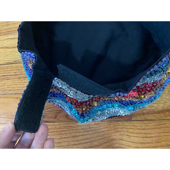 Vintage sequin colorful beret hat adjustable - Picture 3 of 5